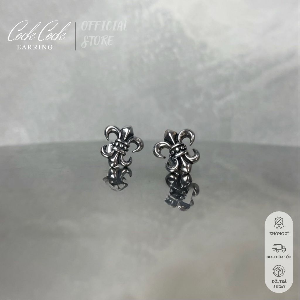 Khuyên tai nam nữ chrome heart dạng đinh xuyên, bông tai xỏ lỗ thời trang unisex - CockCock