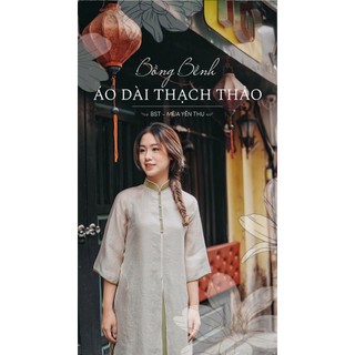 Áo Dài Thạch Thảo - Áo dài dáng suông cách tân 4 tà màu Trắng Xanh