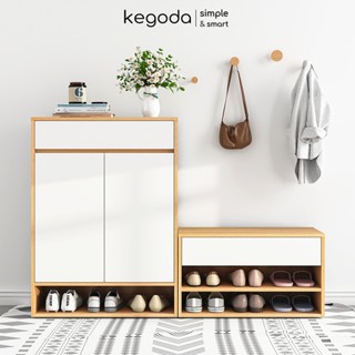 [LẮP SẴN] Kệ Tủ Giày Gỗ Phong Cách Bắc Âu, Có Ghế Ngồi Mang Giày Thương Hiệu KEGODA KGD71
