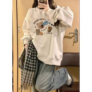 Focus local brand vintage xám cổ tròn áo nỉ nữ dày sweater bigsize unisex levents 100%cotton