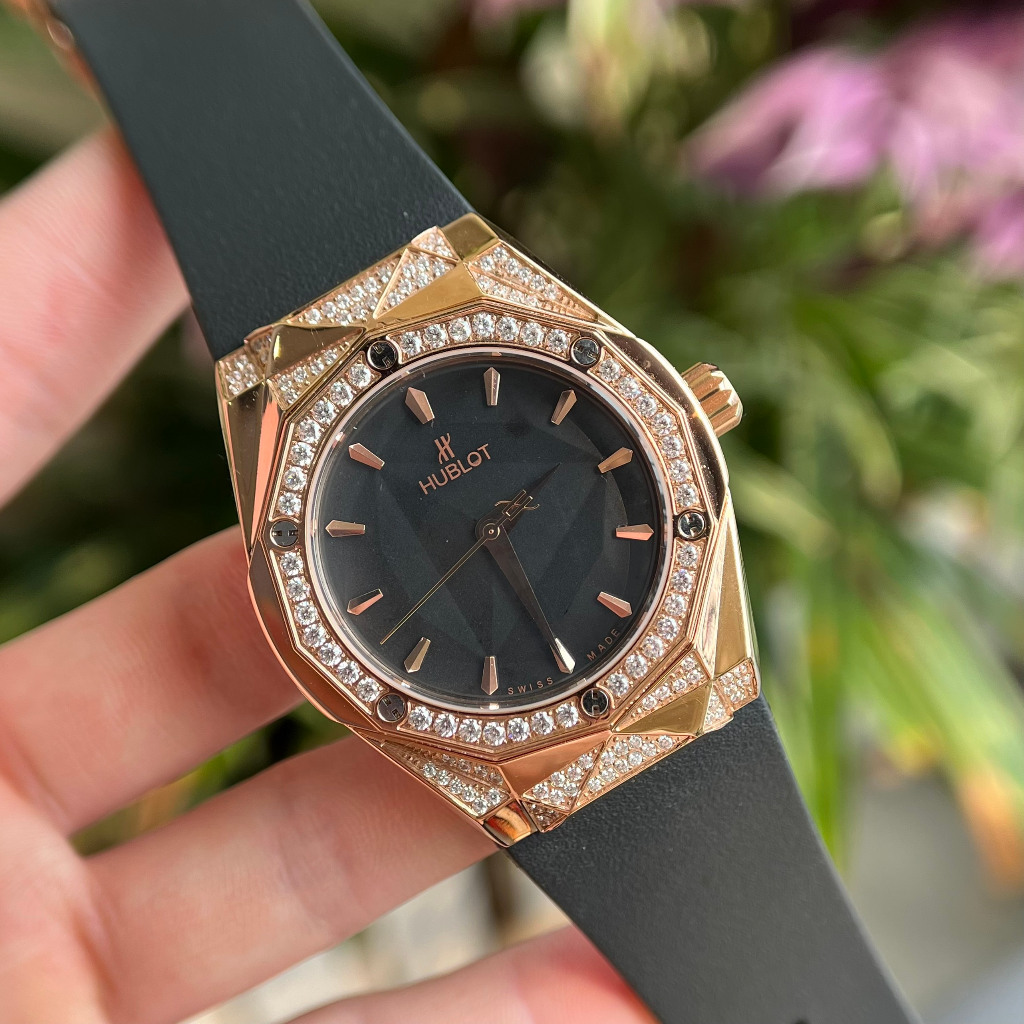 Đồng hồ  Nam Hb lục giác vỏ đá nhiều màu máy cơ Nhật  42mm dây cao su