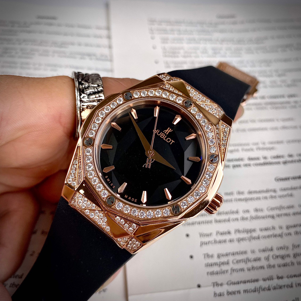 Đồng hồ  Nam Hb lục giác vỏ đá nhiều màu máy cơ Nhật  42mm dây cao su