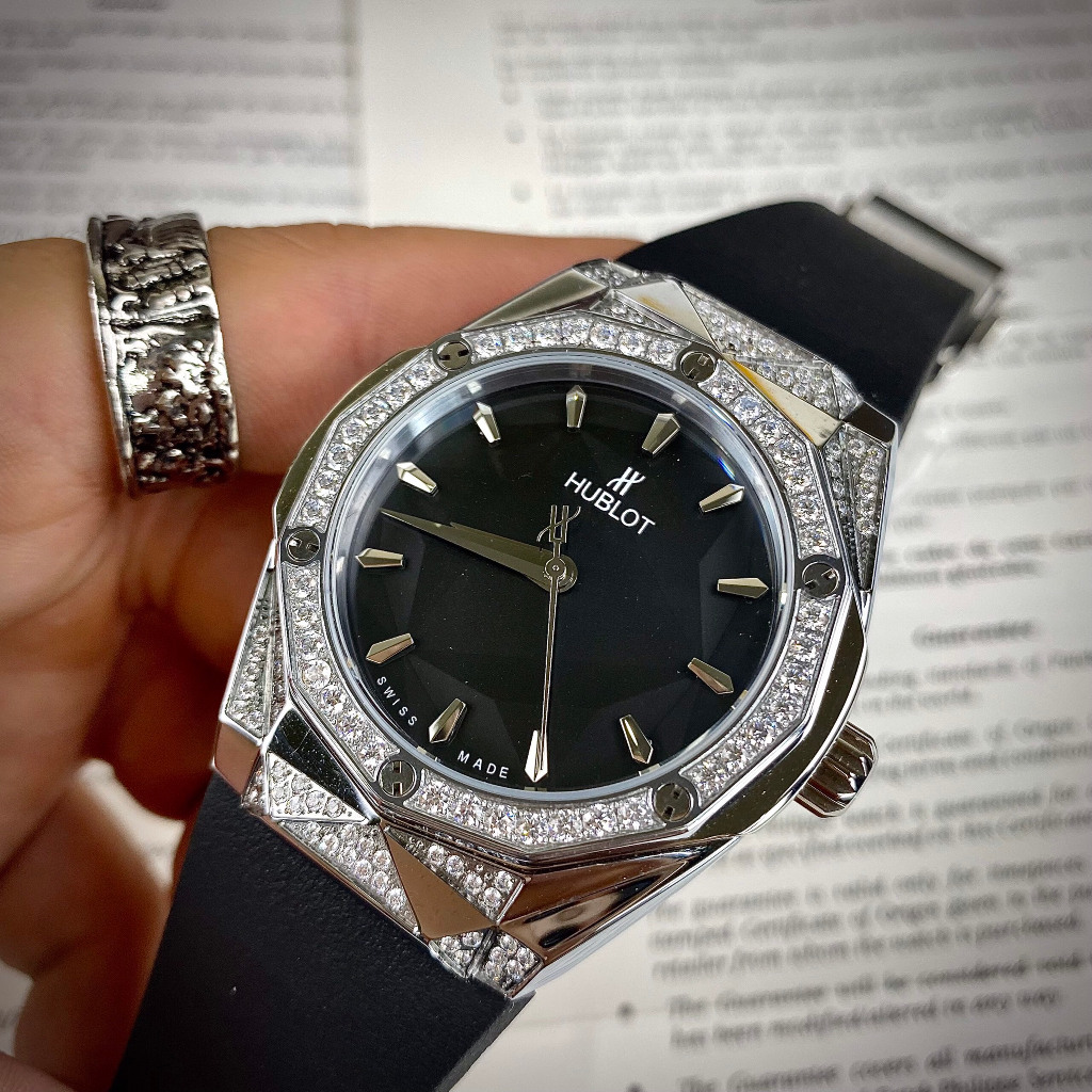 Đồng hồ  Nam Hb lục giác vỏ đá nhiều màu máy cơ Nhật  42mm dây cao su