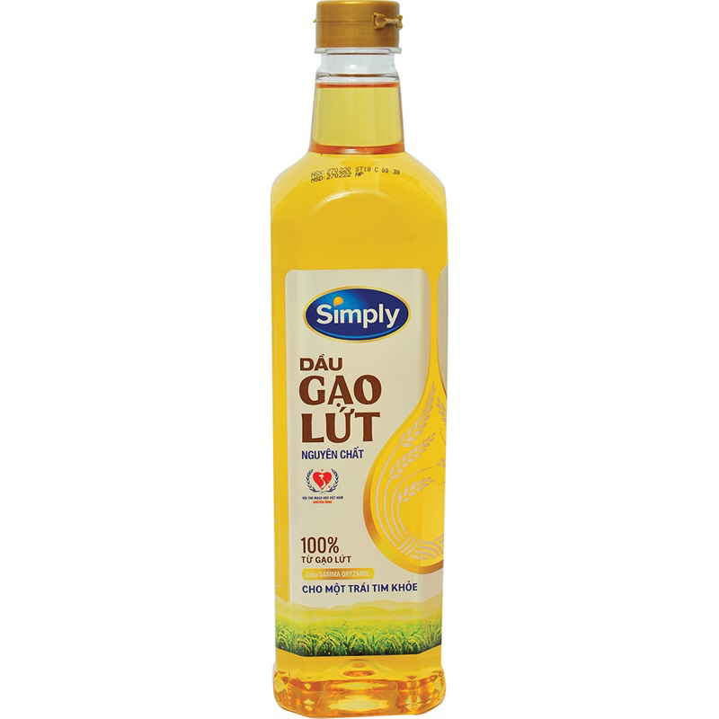 Dầu gạo lức Simply chai 1 lít .Cho một trái tim khỏe