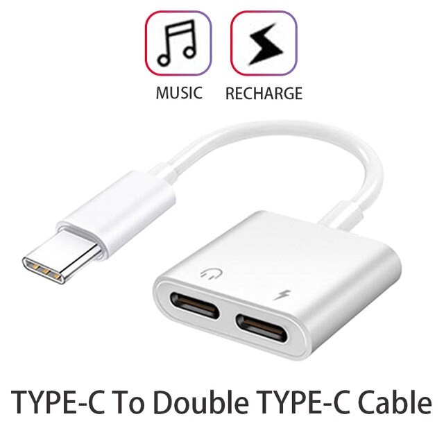 Cáp Chia Type-C Ra (2 Đầu Type-C) Sạc Và Tai Nghe