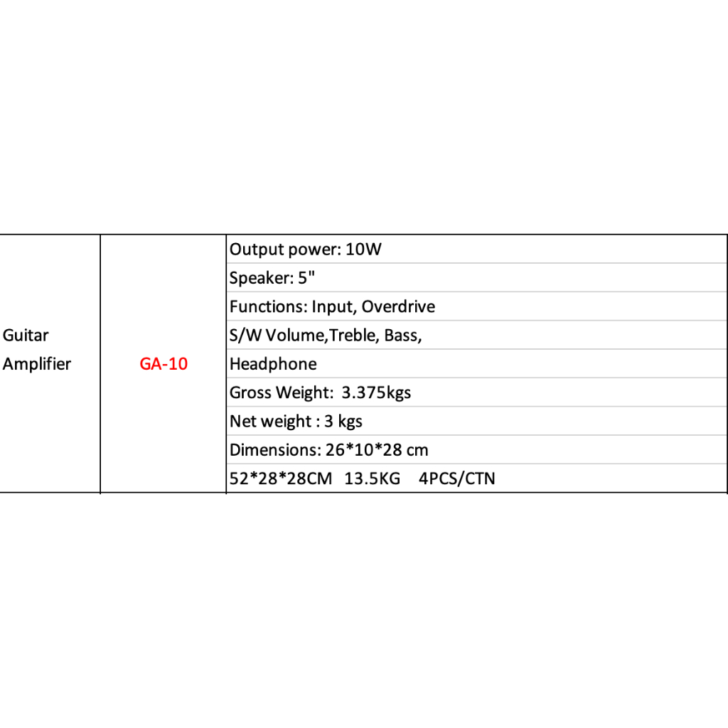 Loa Amply Guitar Amplifier GA-10 Công Suất 10W - 20W Cho Guitar Điện Guitar Thùng
