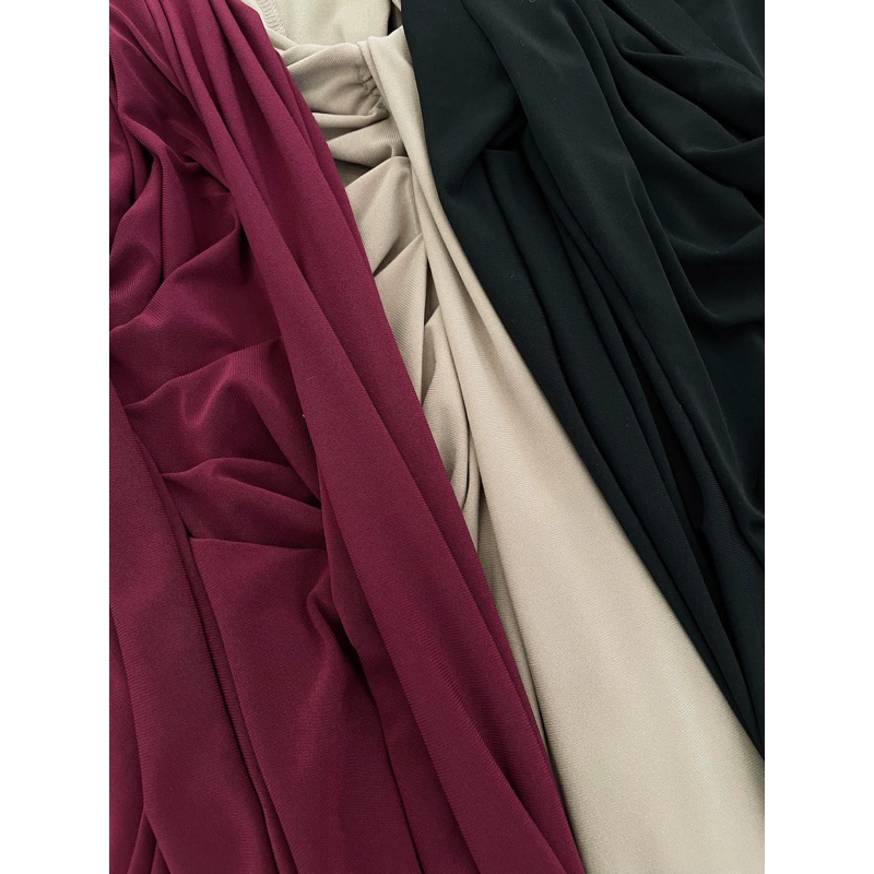 Đầm Body Sơ Mi Tay Loe Nhún Vạt Giữa Ôm Body Sexy