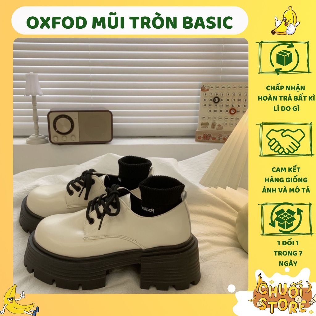 Giày oxfod da PU hàng quảng châu cao cấp mẫu mới mũi tròn form dáng đẹp ulzzang