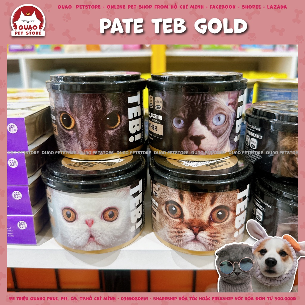 Pate Teb Gold đặc mịn 180g, pate thức ăn ướt cao cấp cho mèo mọi lứa tuổi
