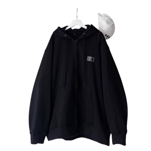 Áo Khoác Hoodie Zip Chất Nỉ Bông tag cao su Có Túi Trước Nam Nữ Form Rộng - TPP fashion