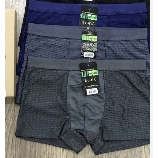 Quần sịp đùi nam thông hơi Nhật  cạp 3cm - chất đẹp pmềm mại thông thoáng size từ 40- 75 kg- quần lót nam thông hơi