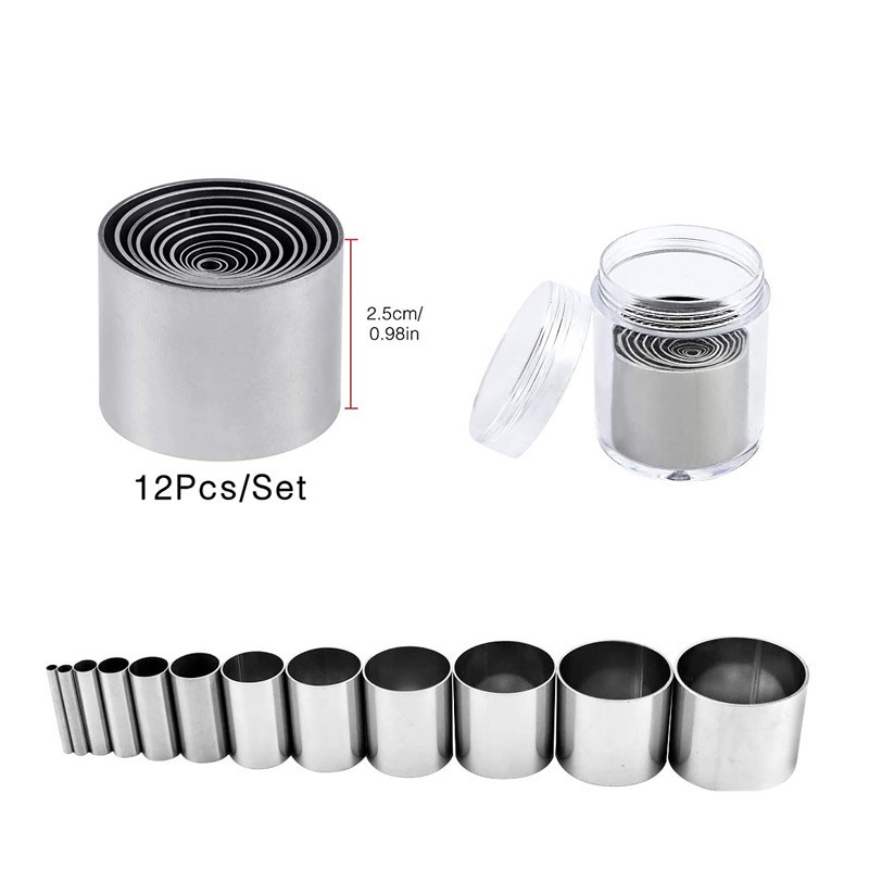 Bộ khuôn cắt đất sét hình tròn mini (12 chi tiết) - tạo hình đất sét, fondant