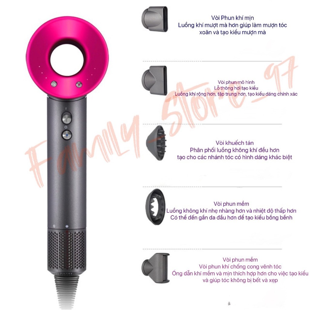 Máy sấy cao cấp leafleas dryes  5 đầu sấy Công nghệ ion âm giúp hạn chế bay hơi tĩnh diện Tặng kèm 1 lược cao cấp
