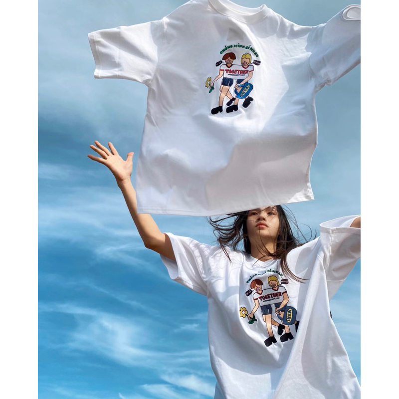 Áo thun tay ngắn nam nữ đơn giản vải cotton thoáng mát thêu Chúng Mình Có Nhau thiết kế WHENIMNASTY