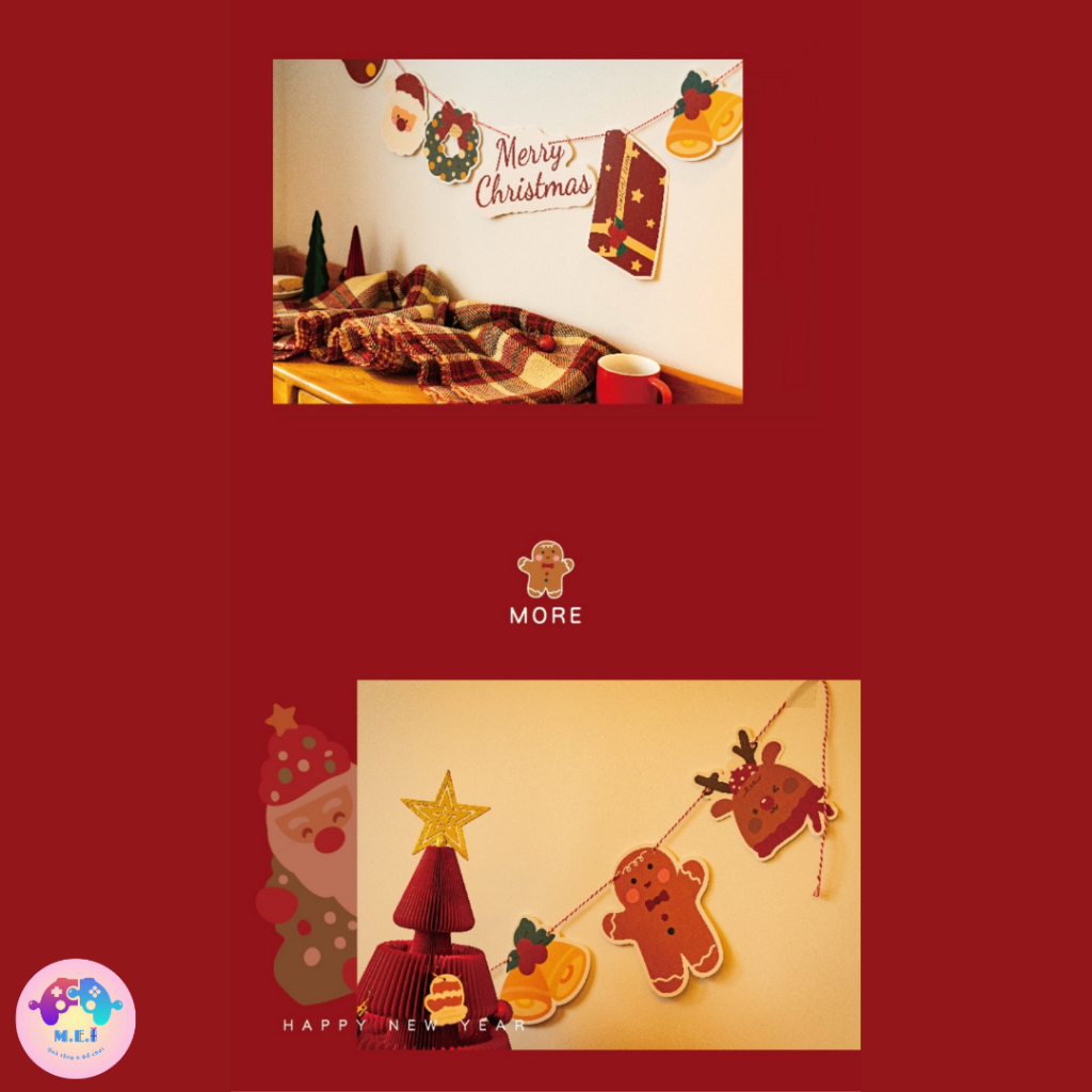 Bộ 9 Tag Hình Treo Cỡ Lớn Trang Trí Giáng Sinh Kèm Dây Treo