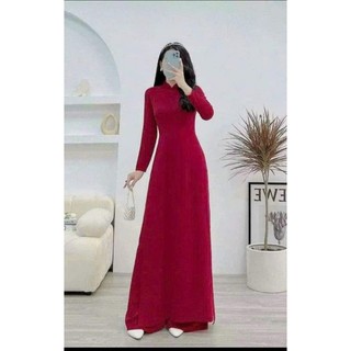 Vải may áo dài cao cấp- vải silk lụa màu đỏ đô [ khổ 1m 55]
