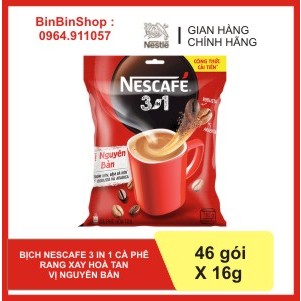 Cà phê rang xay hoà tan Nescafe 3in1 bịch 736g đỏ(46 gói*16g) - Nestle