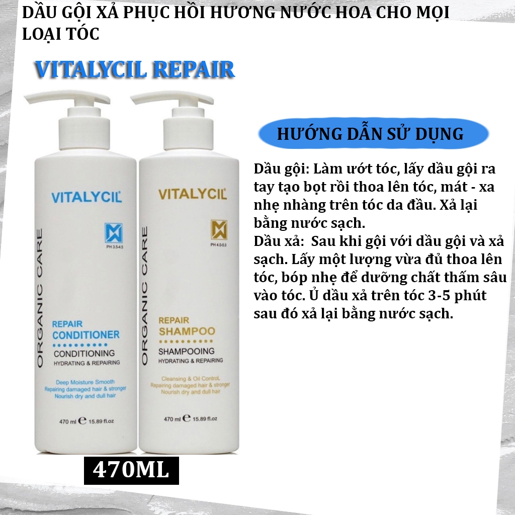 Dầu gội xả bưởi phục hồi, chống rụng kích mọc tóc Vitalycil Organic Care 470ML