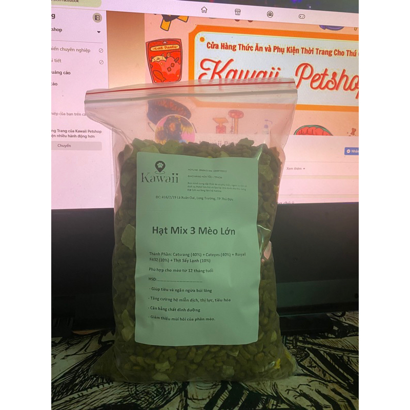 Hạt Mix dinh dưỡng cho mèo PHIÊN BẢN MỚI kèm topping thịt sấy lạnh