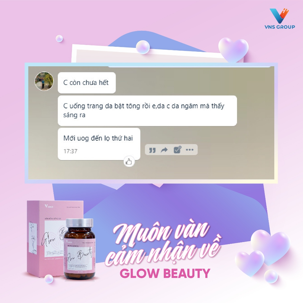 Viên uống trắng da Glow Beauty VNS Group giảm nám, tàn nhang và chống lão hóa cao cấp hộp 50 viên