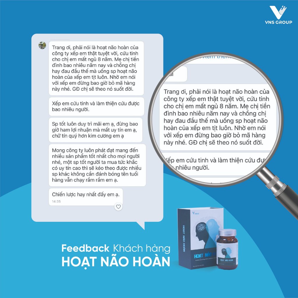 Viên uống bổ não Hoạt Não Hoàn VNS Group tăng cường chức năng bổ não, an thần hỗ trợ tuần hoàn não hộp 60 viên