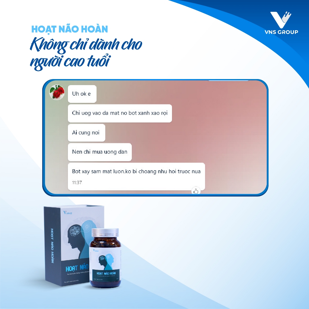 Viên uống bổ não Hoạt Não Hoàn VNS Group tăng cường chức năng bổ não, an thần hỗ trợ tuần hoàn não hộp 60 viên