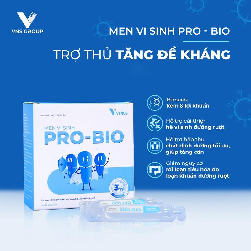 Men vi sinh Pro-Bio VNS Group bổ sung lợi khuẩn và kẽm hỗ trợ cải thiện hệ vi sinh đường ruột (10ml x 20 ống)