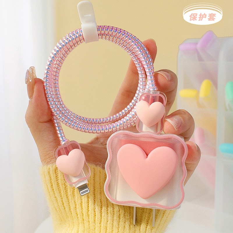 [Bọt Biển Cheese] Bộ phụ kiện bảo vệ cáp và củ sạc PD18/20W bằng silicon hoạt hình chống đứt gãy | BigBuy360 - bigbuy360.vn