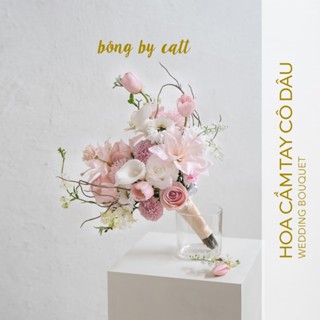 TONE HỒNG - Hoa cưới lụa cầm tay cô dâu - Bó hoa cưới cầm tay cô dâu - Hoa giả cầm tay cô dâu Hoa lụa BÔNG BY CATT