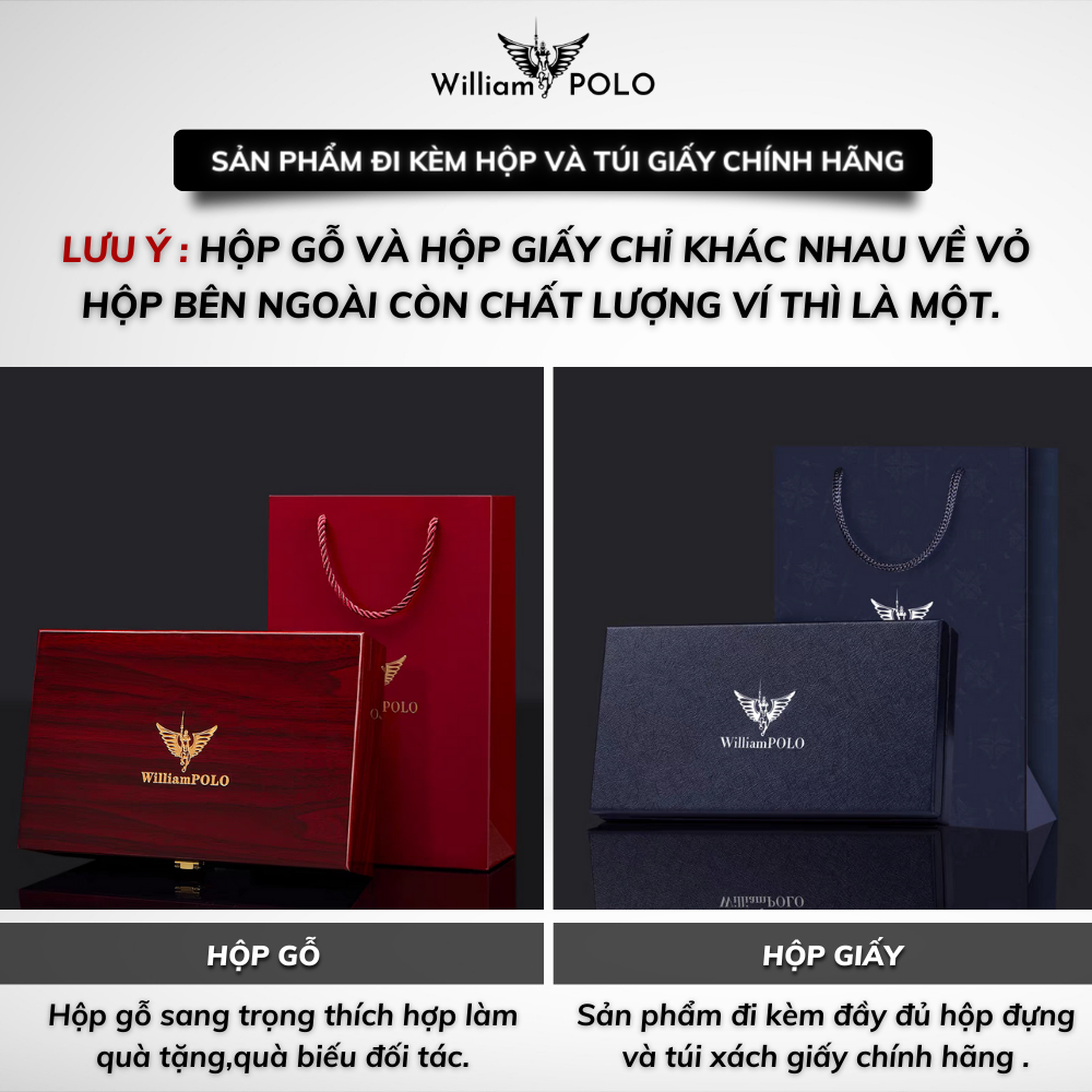 Ví Dài Nam Cầm Tay Cao Cấp William POLO,Chất liệu Da Bò thật ,Ví dáng dài nam-Thiết kế nhiều ngăn,Chống nước- 𝑰𝑩𝑨𝑮