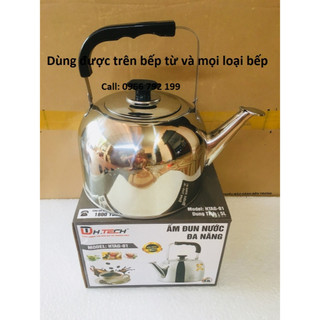 Ấm đun nước Inox đáy từ 5 lít 👉 H.Tech ✅ Đạt Tường có còi báo sôi