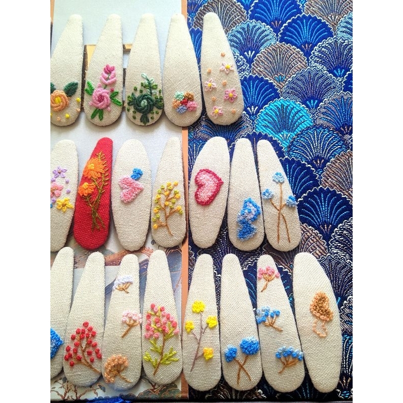 Kẹp tóc thêu tay handmade 6cm