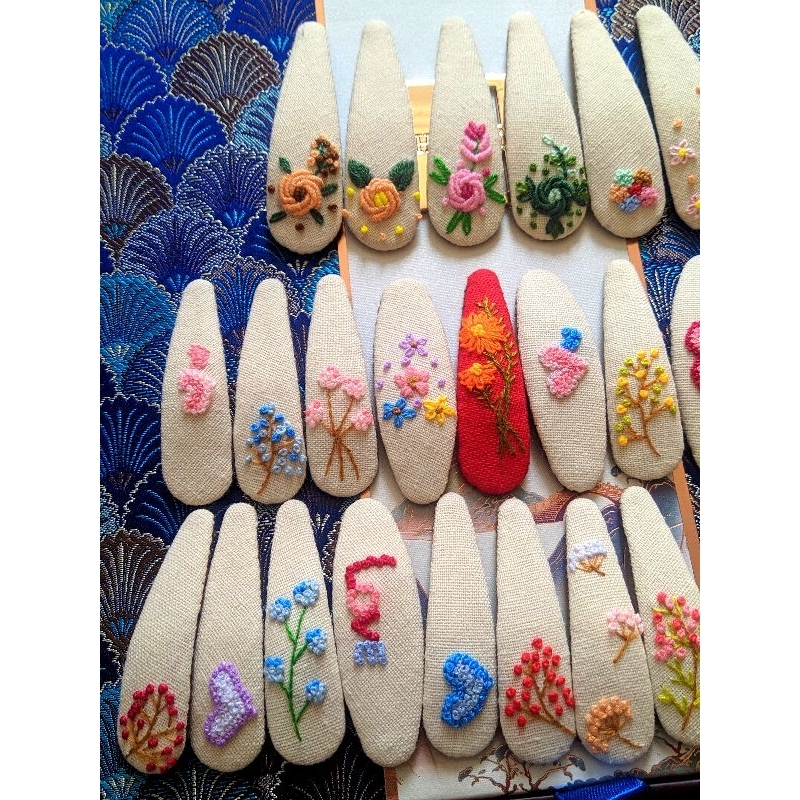 Kẹp tóc thêu tay handmade 6cm