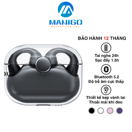 Tai nghe bluetooth không dây kẹp vành tai TWS Rockspace Sound EarCuffs có mic nghe nhạc lên tới 24h hàng chính hãng