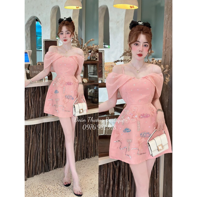 VÁY HAI DÂY BỆT VAI ĐÍNH ĐÁ CAO CẤp