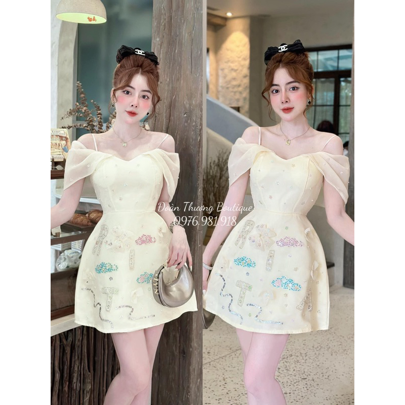 VÁY HAI DÂY BỆT VAI ĐÍNH ĐÁ CAO CẤp