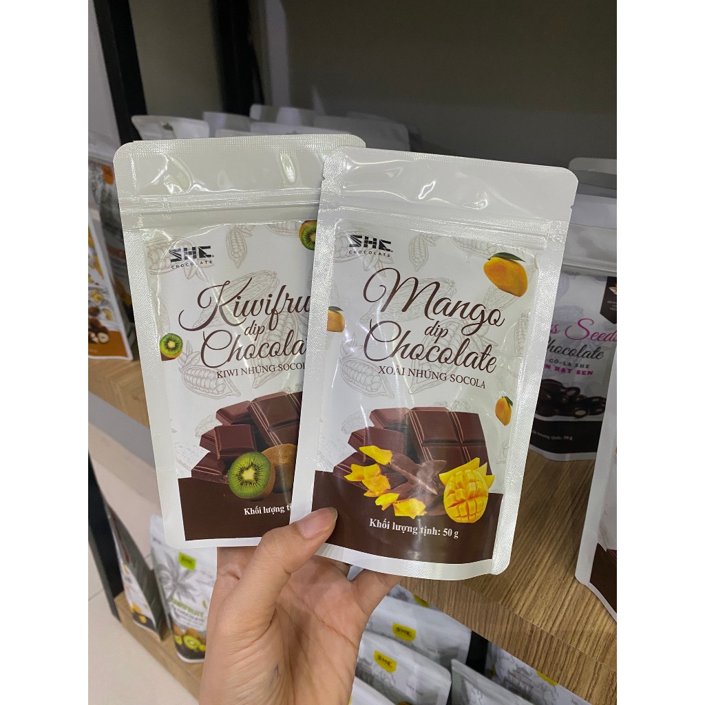 Kiwi nhúng Socola - Túi 50g - SHE Chocolate - Bổ sung năng lượng. Quà tặng người thân, dịp lễ, thích hợp ăn vặt