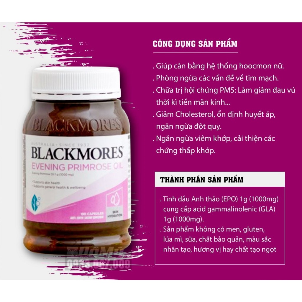 Viên Uống Blackmores Tinh Dầu Hoa Anh Thảo 190 Viên