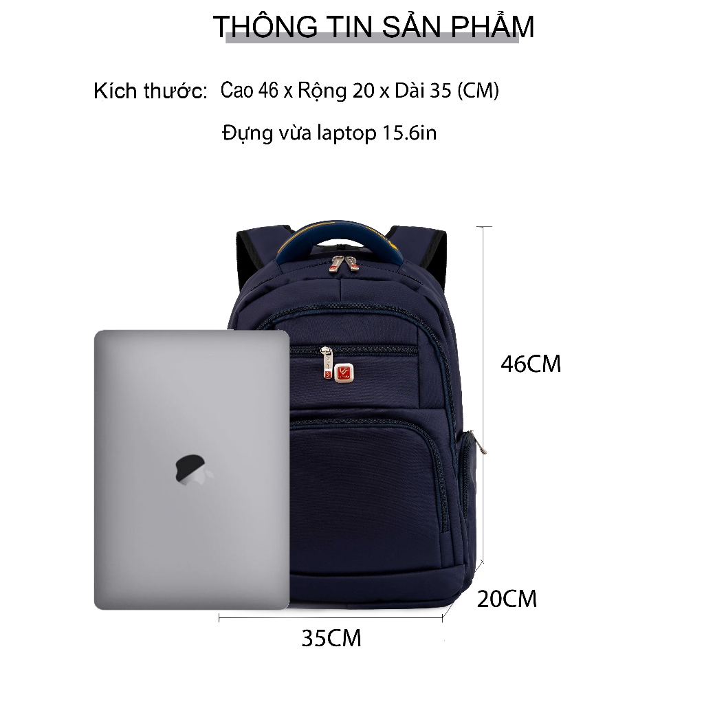 Balo laptop 16in thời trang chất liệu vải cao cấp siêu dày chống sốc Uyên Vân 6645