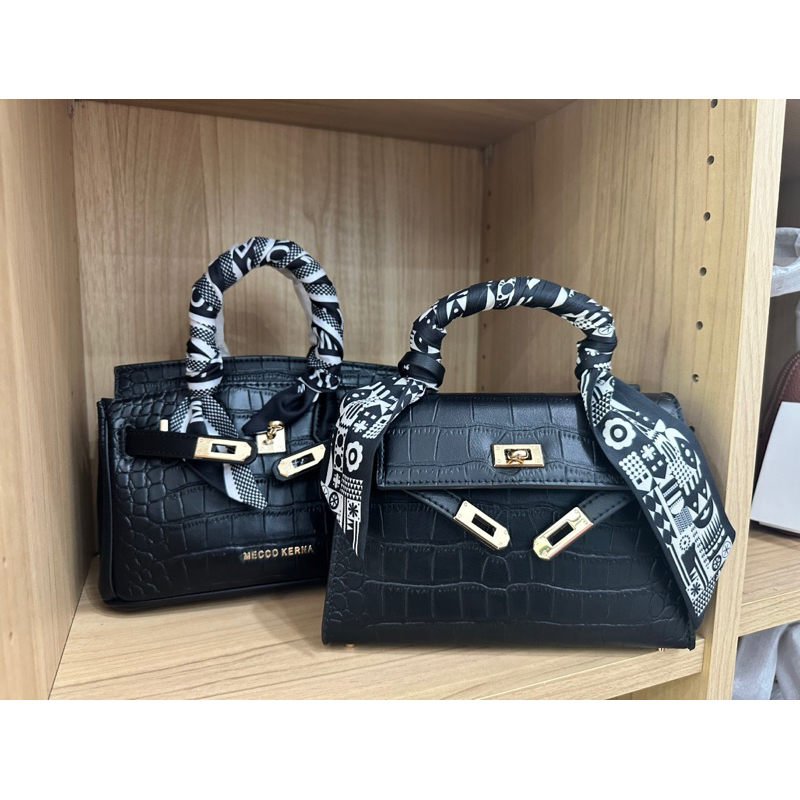 Túi Nretro MiocraKoly authentic da bò thật dáng HM birkin kèm khăn