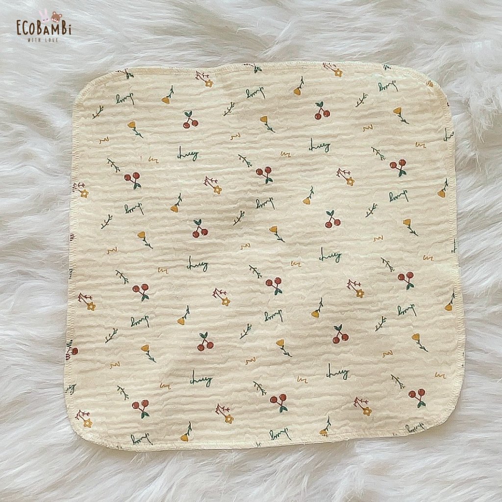 Khăn sữa, khăn xô muslin cho bé in hoạ tiết hoa dễ thương Ecobambi