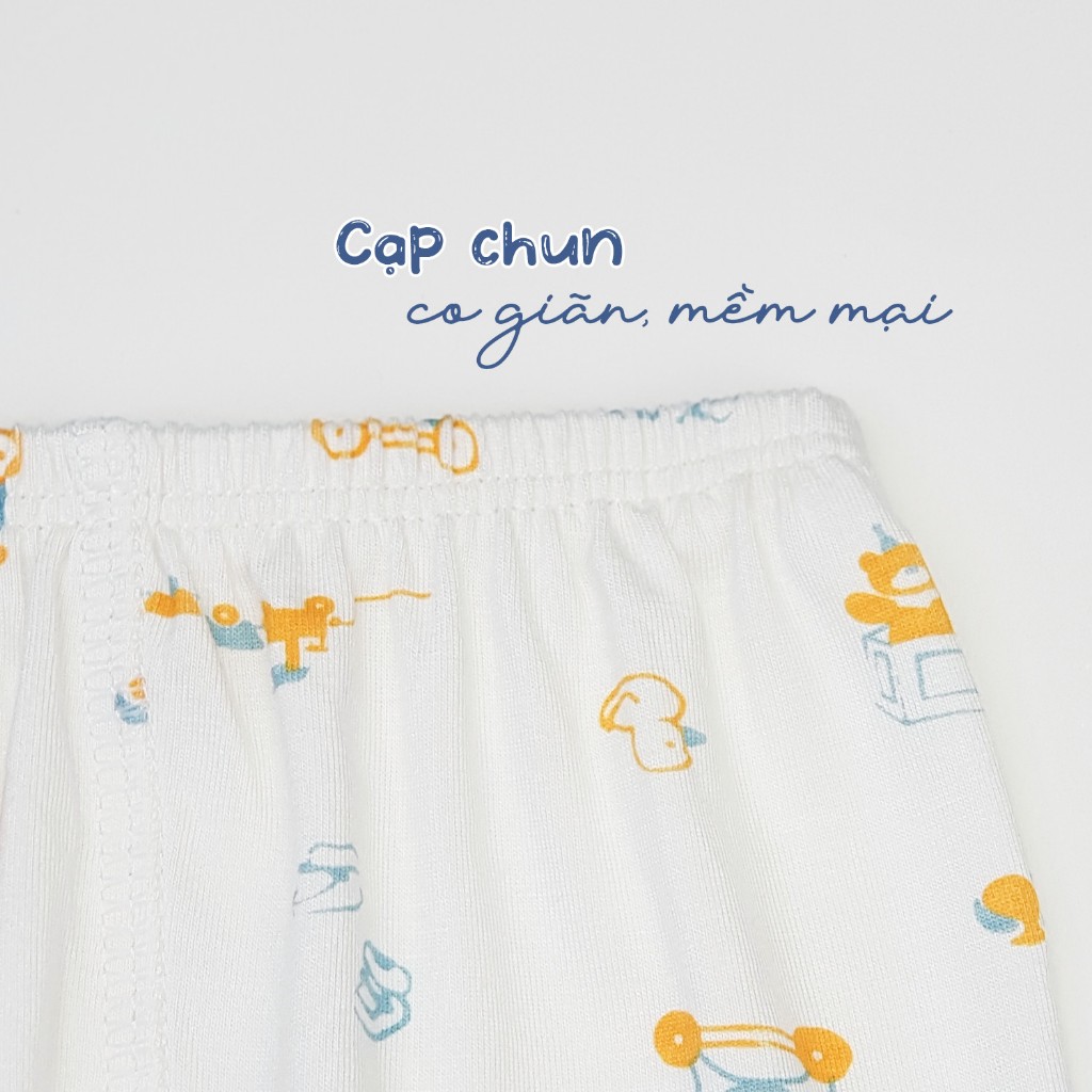 Bộ quần áo dài tay cài vai peptit Luxry họa tiết đáng yêu cho bé từ 6 tháng đến 5 tuổi