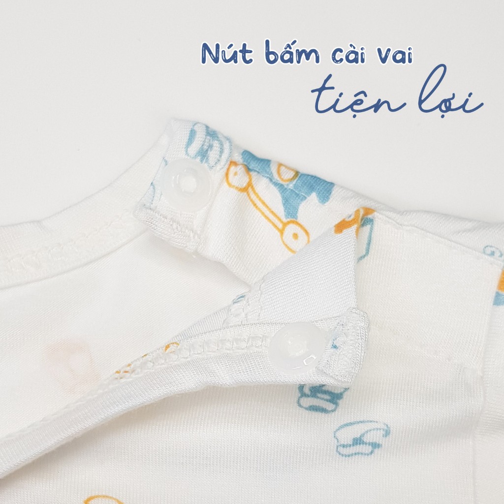 Bộ quần áo dài tay cài vai peptit Luxry họa tiết đáng yêu cho bé từ 6 tháng đến 5 tuổi