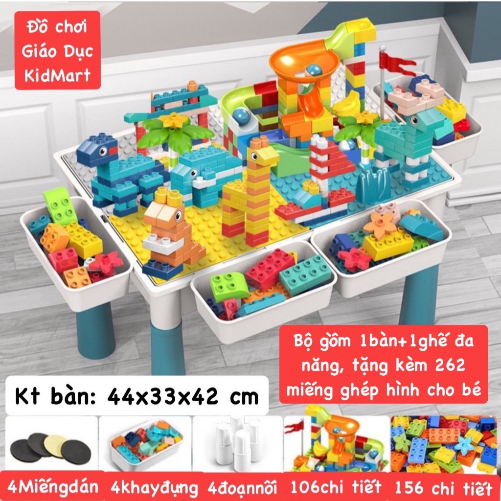 Bộ Bàn Xếp Hình Lego Cho Bé Kèm Ghế, Bộ Bàn Ghế Lego 262 CHI TIẾT BÀN SZ