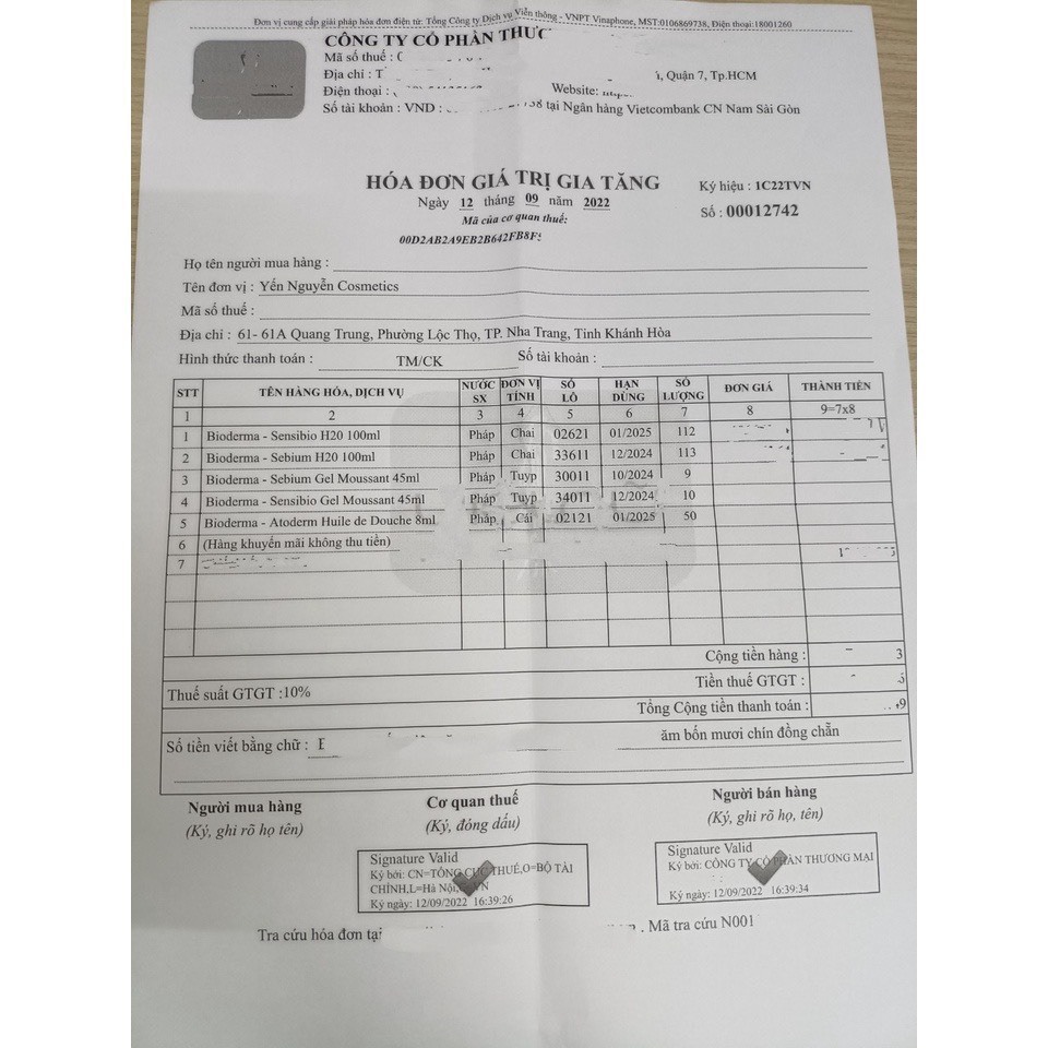 Nước Tẩy Trang Bioderma 500ML Của Pháp Có Bill