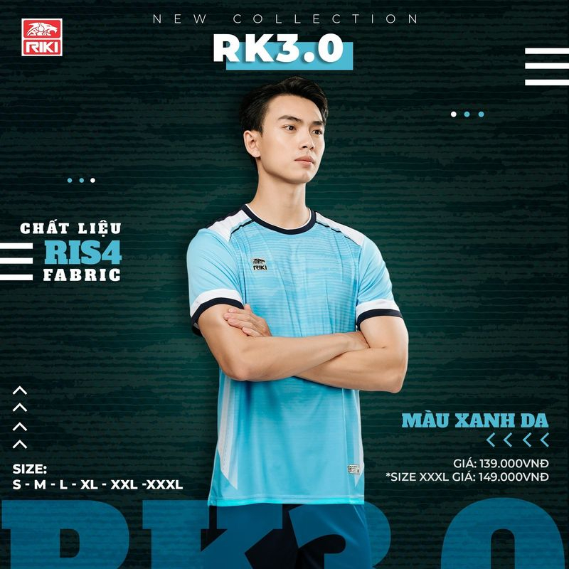Áo Đá Bóng Không Logo Riki RK03 chất liệu vải cao cấp không xù thoát ẩm nhanh mềm mại