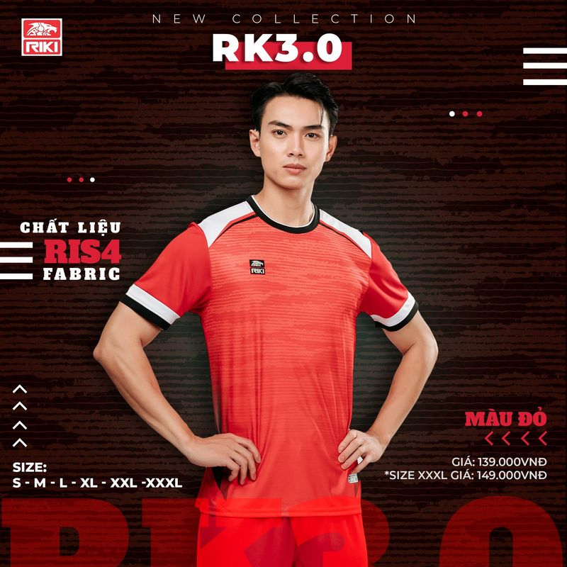 Áo Đá Bóng Không Logo Riki RK03 chất liệu vải cao cấp không xù thoát ẩm nhanh mềm mại