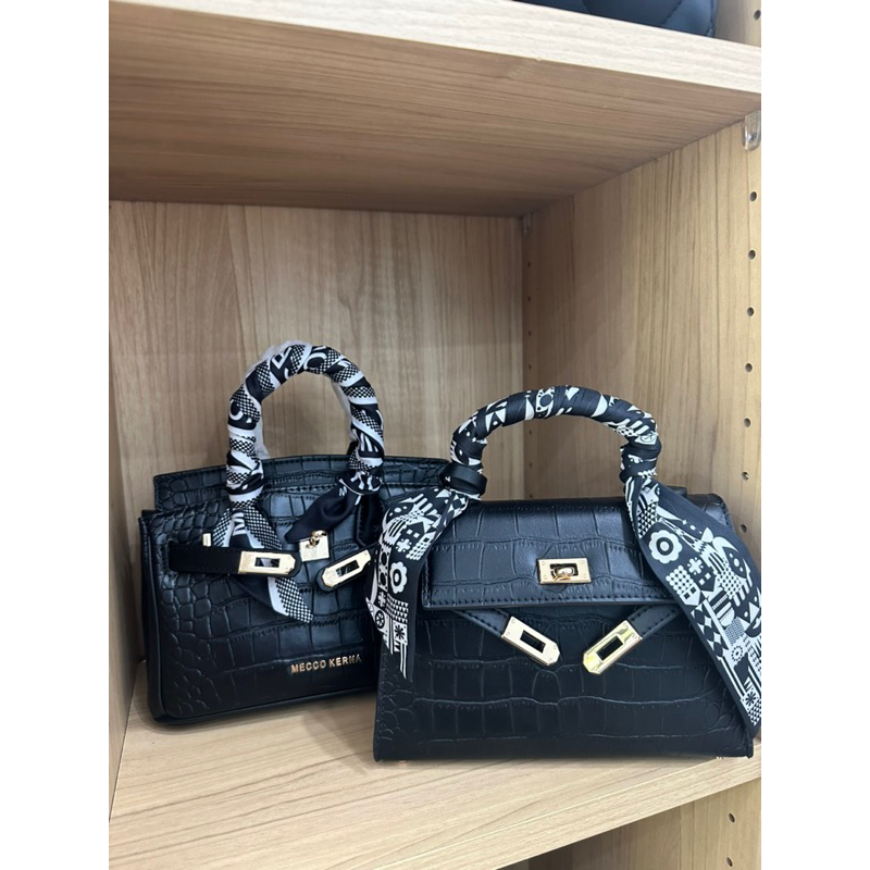 Túi Nretro MiocraKoly authentic da bò thật dáng HM birkin kèm khăn