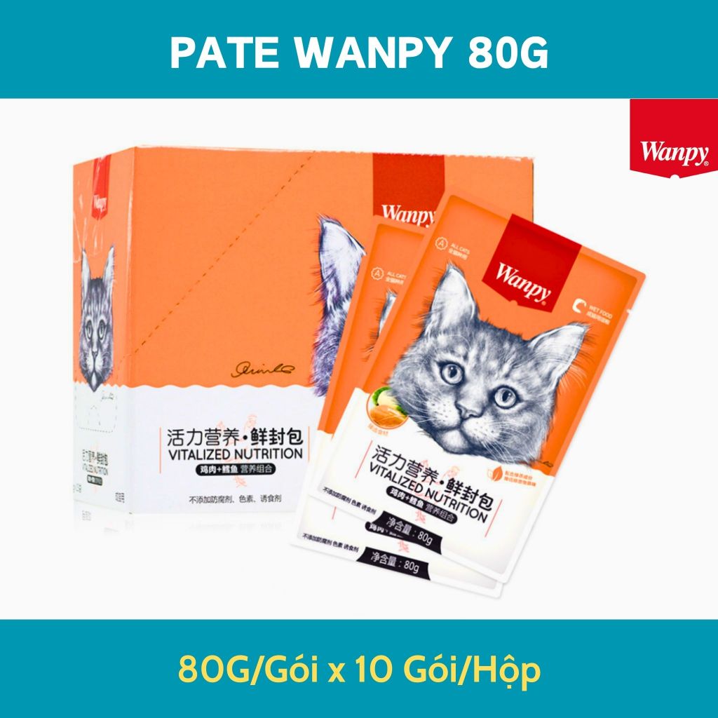 Pate Cho Mèo WANPY 80g, Pate thú cưng chính hãng Wanpy 80g