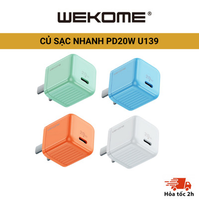 Củ sạc nhanh  , PD + QC 20W Type-C U139 và cáp sạc samsung điện thoại máy tính bảng màu sắc thời thượng